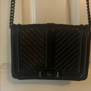 Rebecca Minkoff Black Chevron Quilted Small Love leather Crossbody Bag